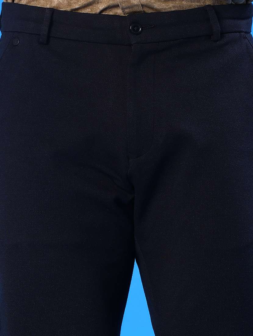 men solid mid rise flat front casual trouser - 22042617 -  Standard Image - 5