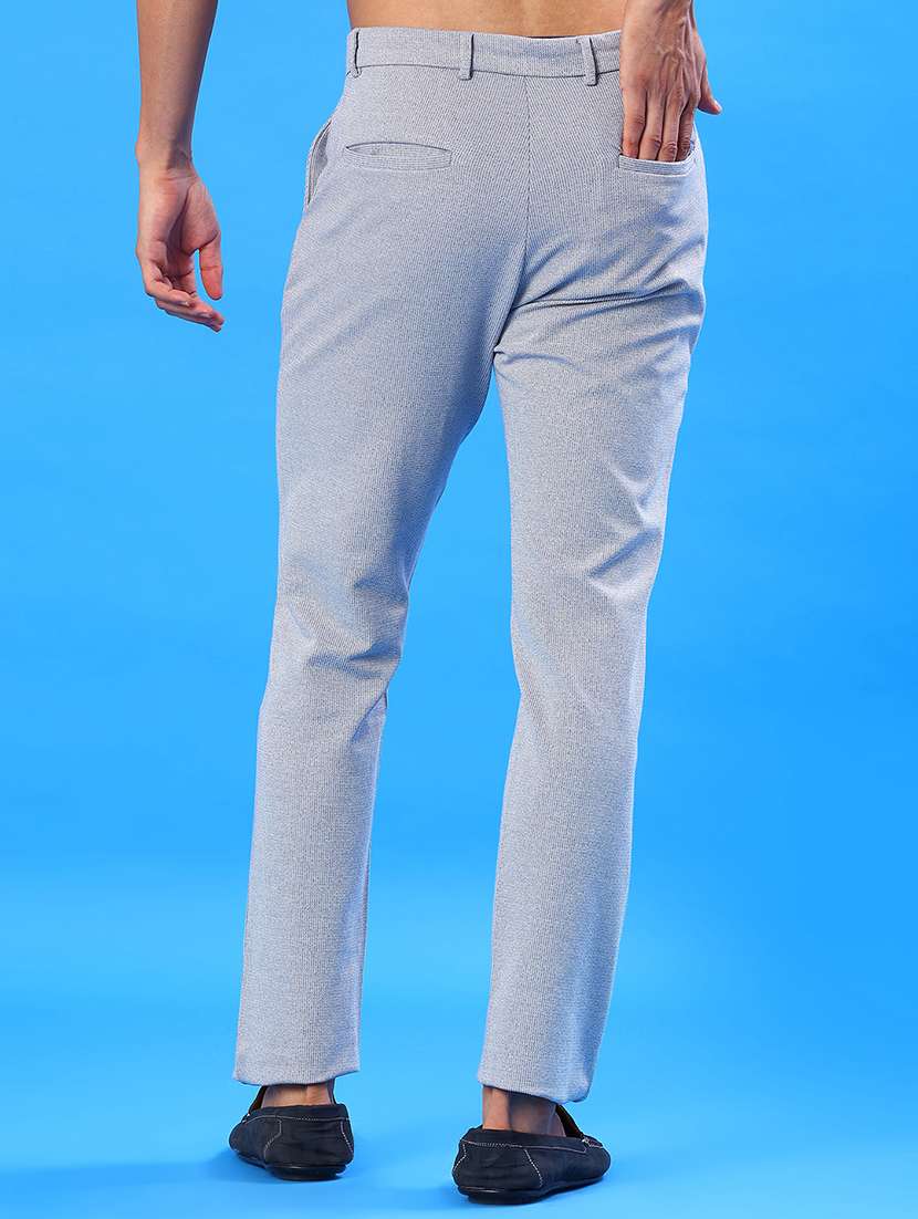 men solid mid rise flat front casual trouser - 22042619 -  Standard Image - 3