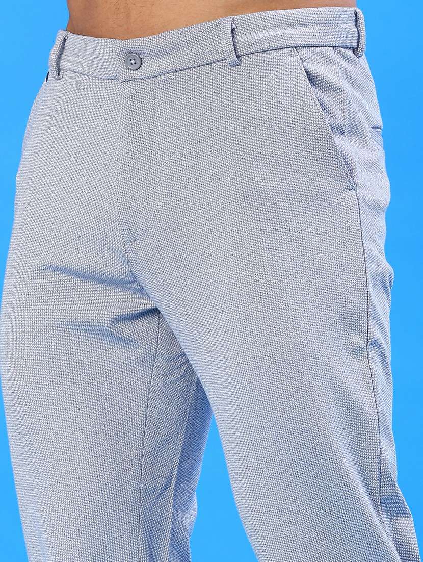 men solid mid rise flat front casual trouser - 22042619 -  Standard Image - 5