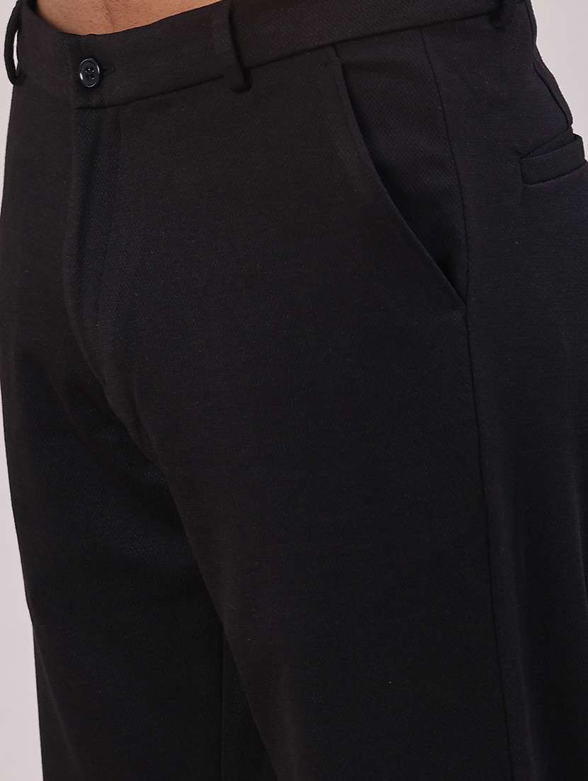 men solid mid rise flat front casual trouser - 22042621 -  Standard Image - 5