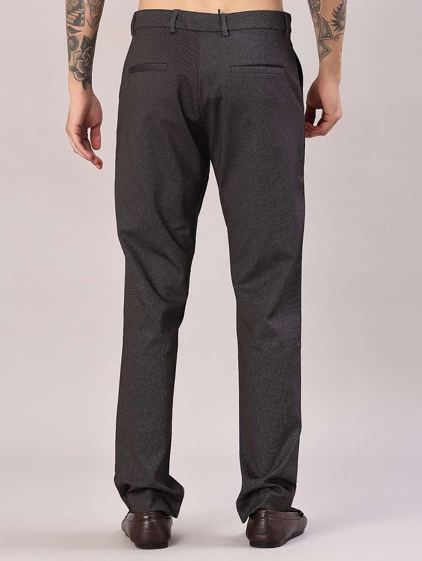 men solid mid rise flat front casual trouser - 22042623 -  Standard Image - 3
