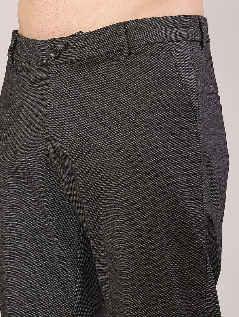 men solid mid rise flat front casual trouser - 22042623 -  Standard Image - 5