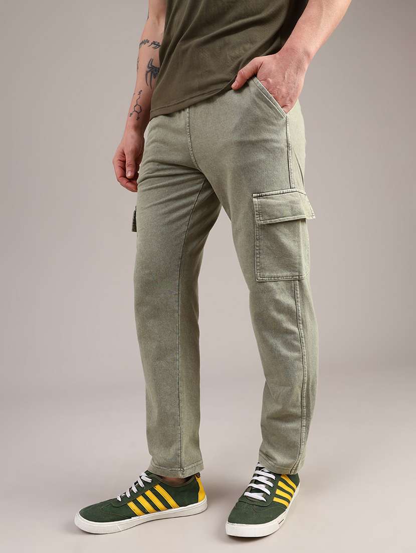 men solid mid rise cargos - 22042664 -  Standard Image - 3