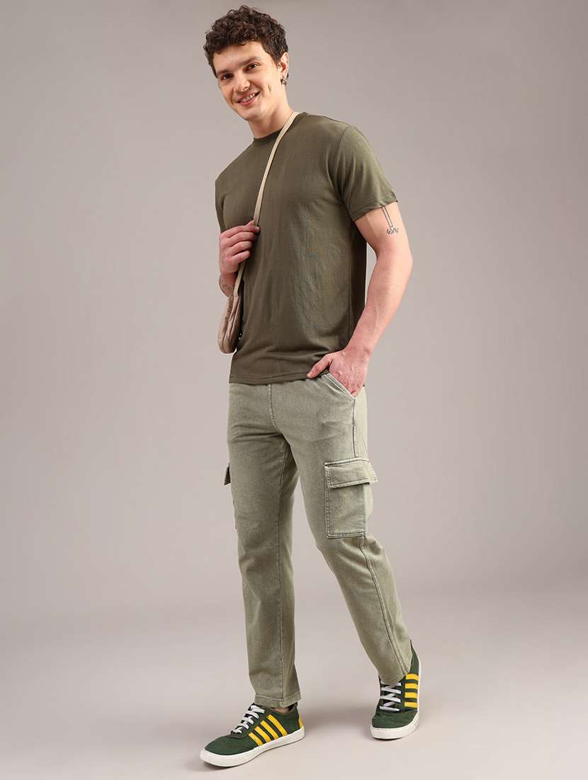 men solid mid rise cargos - 22042664 -  Standard Image - 5