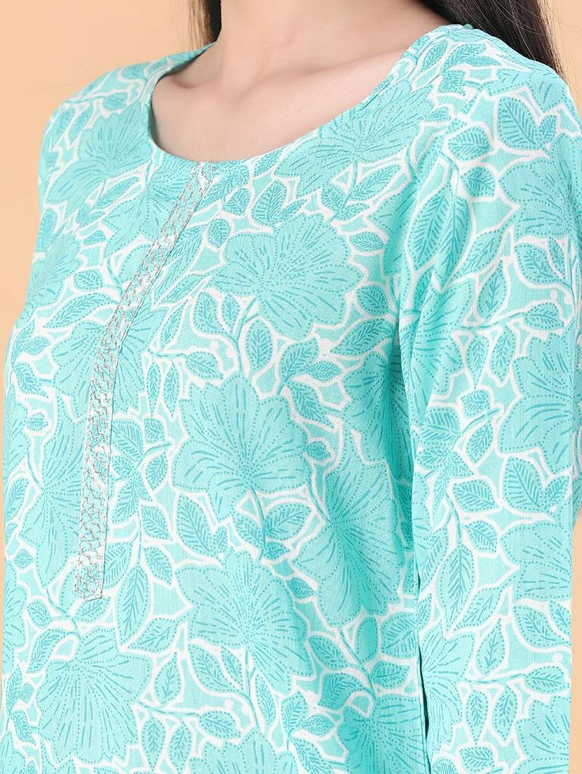 women printed three quarter sleeve straight kurta - 22042682 -  Standard Image - 5