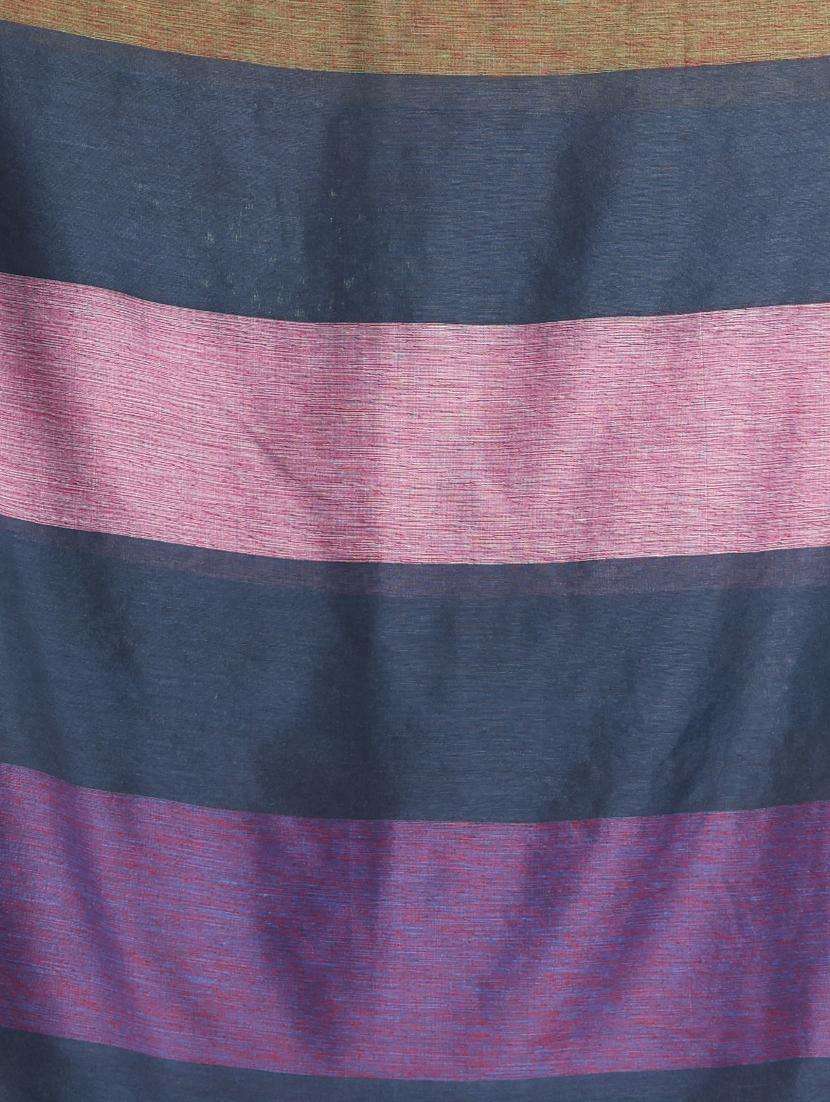 women striped handloom saree with blouse - 22042688 -  Standard Image - 3