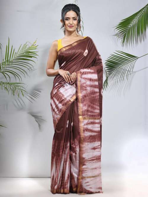 women shibori handloom saree with blouse - 22042710 -  Standard Image - 0