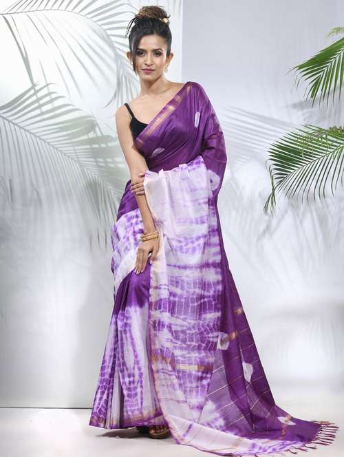 women shibori printed saree with blouse - 22042712 -  Standard Image - 0
