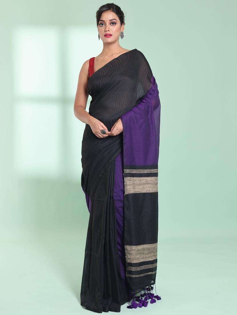 women striped handloom saree with blouse