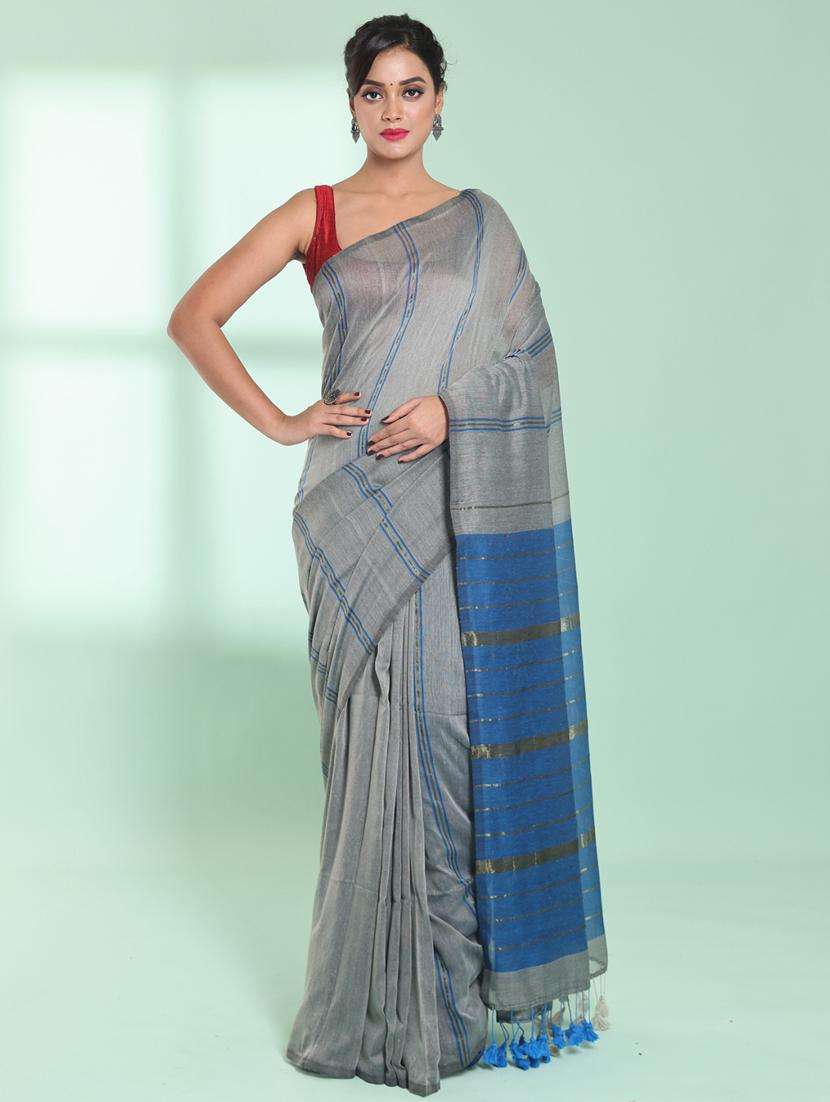 women striped handloom saree with blouse