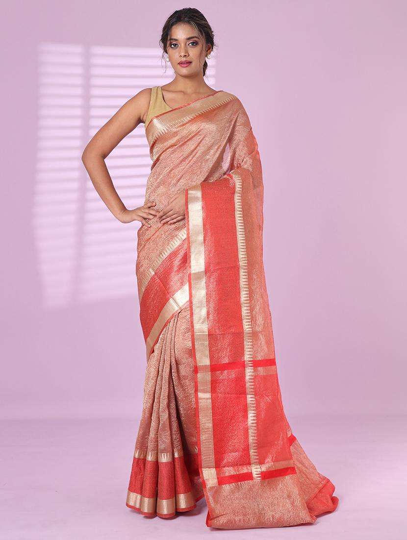 women solid with bordered saree with blouse