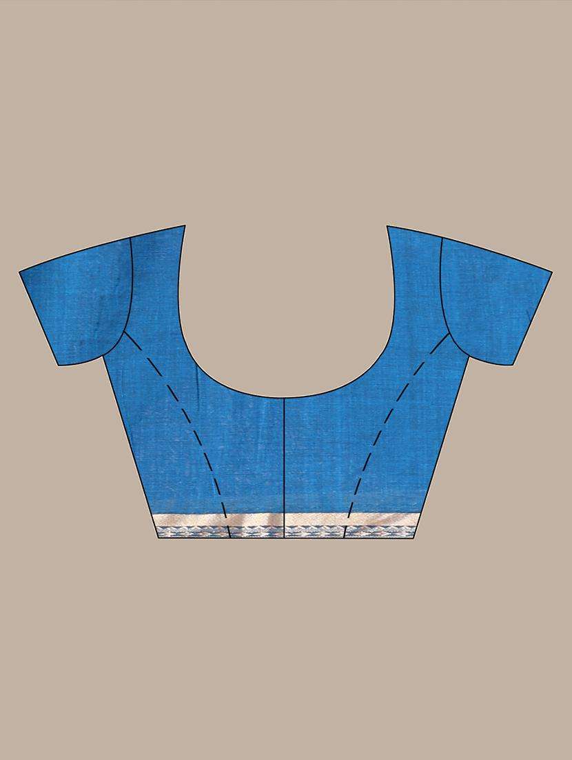 blue cotton handloom saree with blouse - 22042782 -  Standard Image - 3