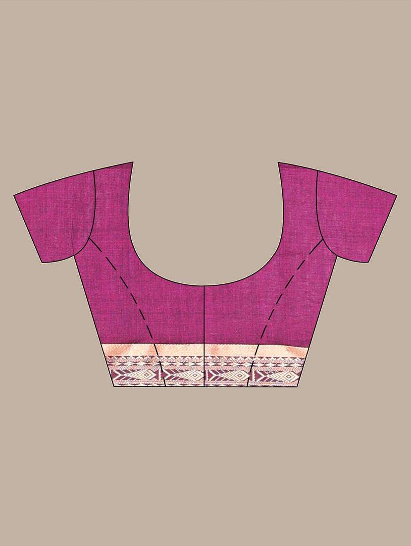 purple cotton handloom saree with blouse - 22042783 -  Standard Image - 3