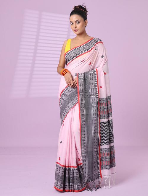 rosewater cotton handloom saree with blouse - 22042785 - Standard Image - 0