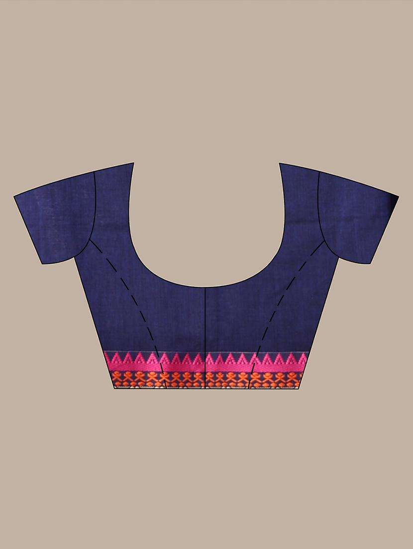 blue cotton handloom saree with blouse - 22042788 -  Standard Image - 3