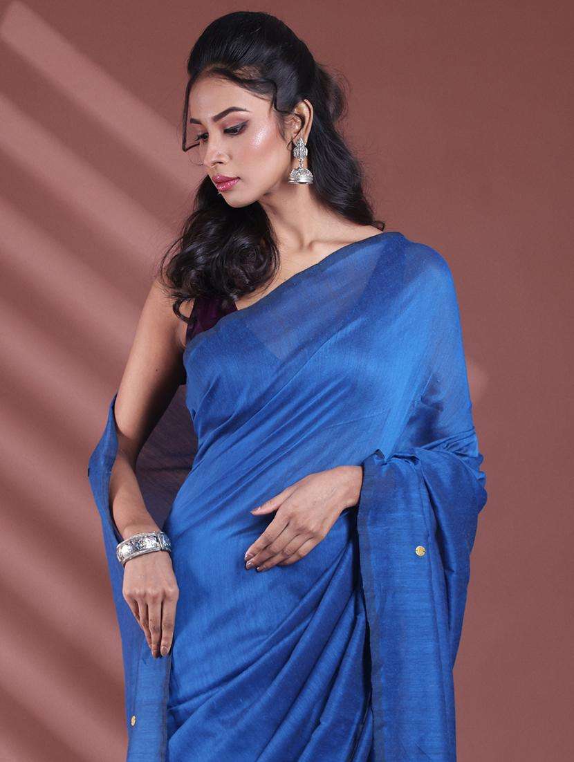 women solid with work embellished saree with blouse - 22042801 -  Standard Image - 3
