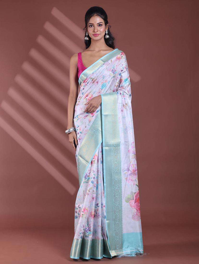 women floral bordered saree with blouse
