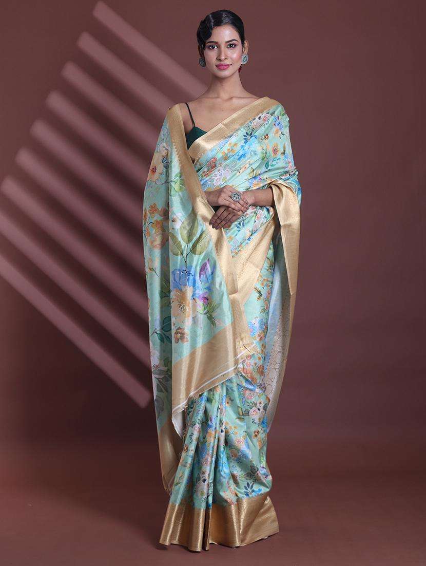 women floral bordered saree with blouse