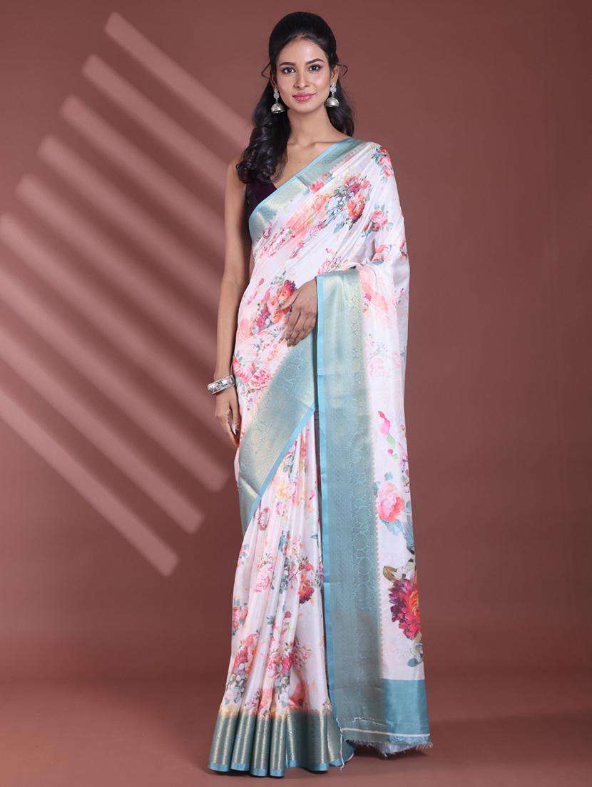 women floral bordered saree with blouse