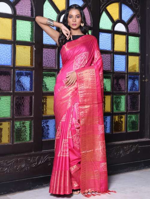 women printed bordered saree with blouse - 22042869 -  Standard Image - 0