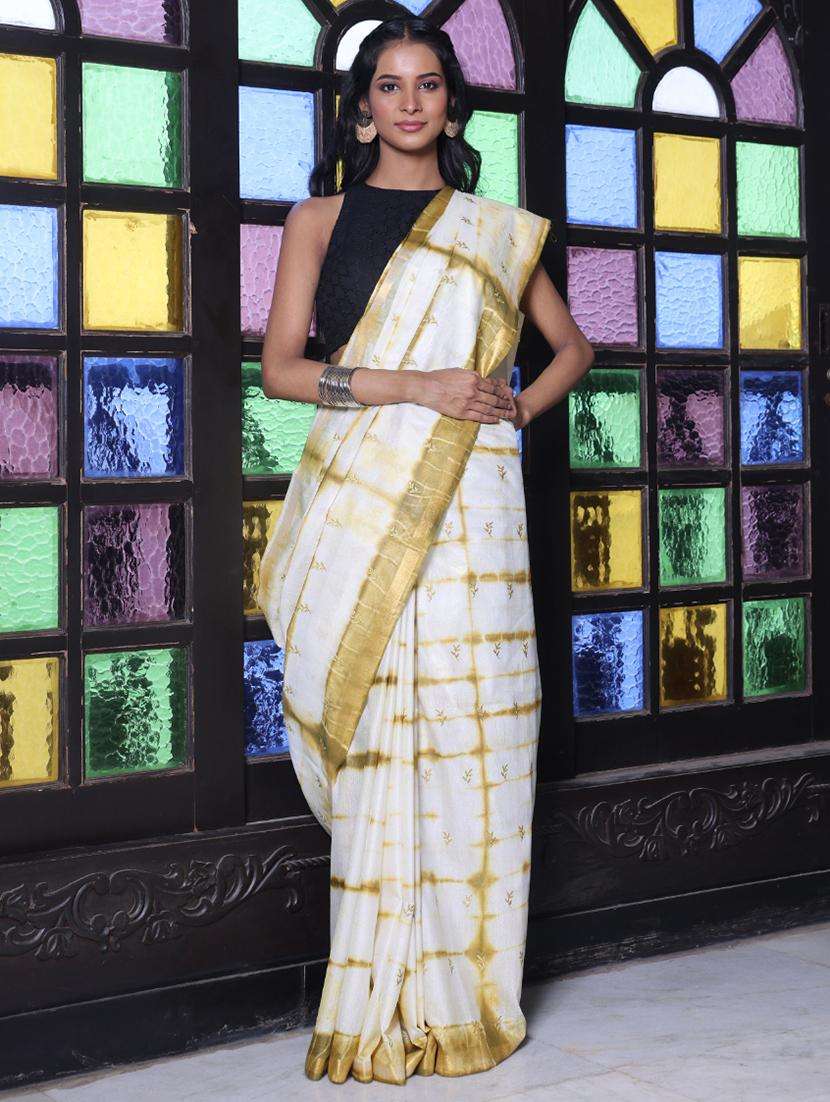 women shibori printed saree with blouse