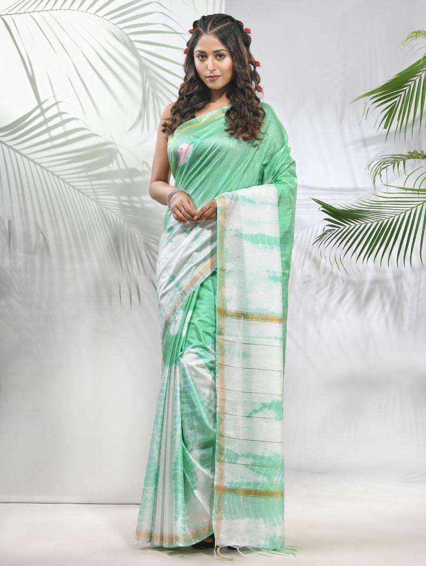 women shibori printed saree with blouse - 22042952 - Zoom Image - 0