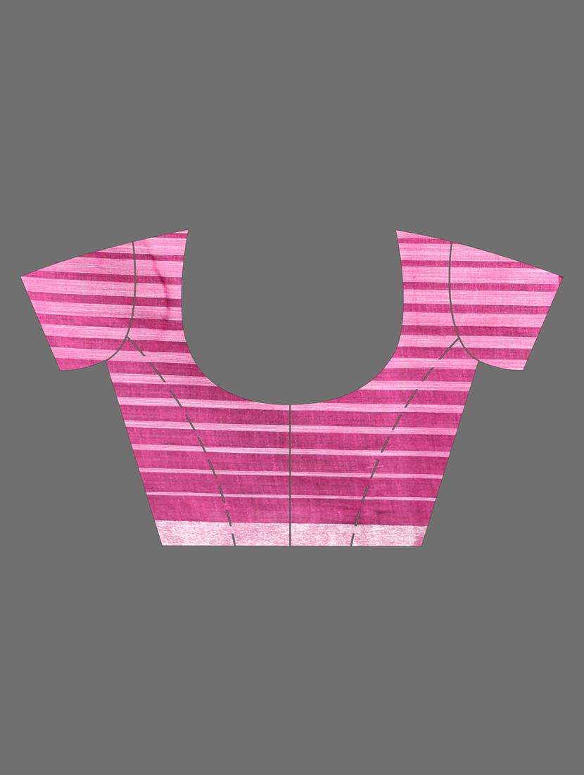 women striped handloom saree with blouse - 22042966 - Standard Image - 3