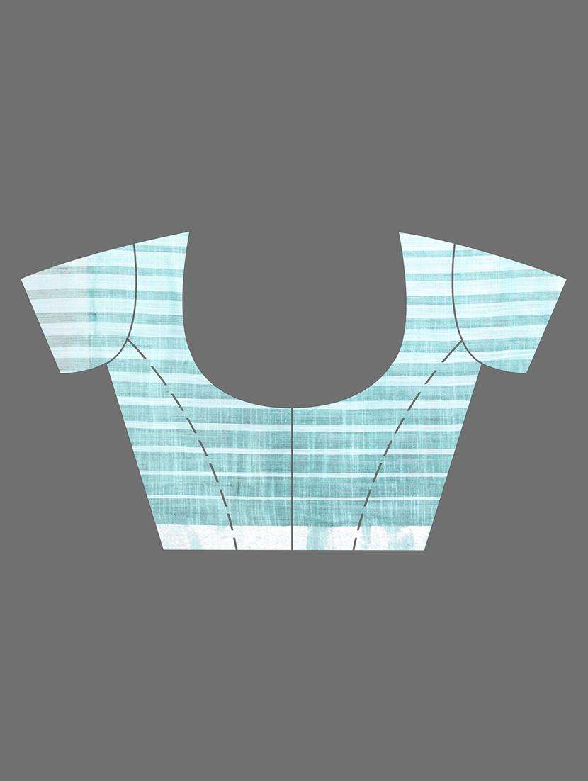 women striped handloom saree with blouse - 22042969 -  Standard Image - 3