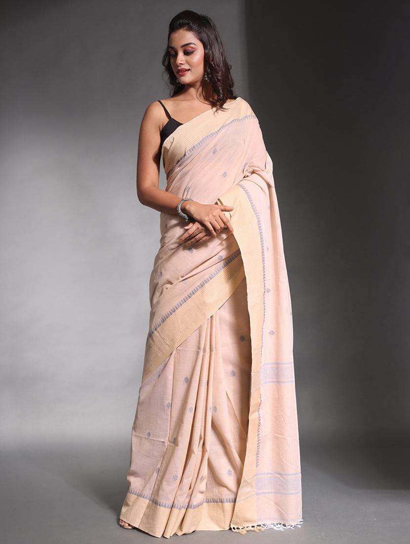 women self design handloom saree with blouse