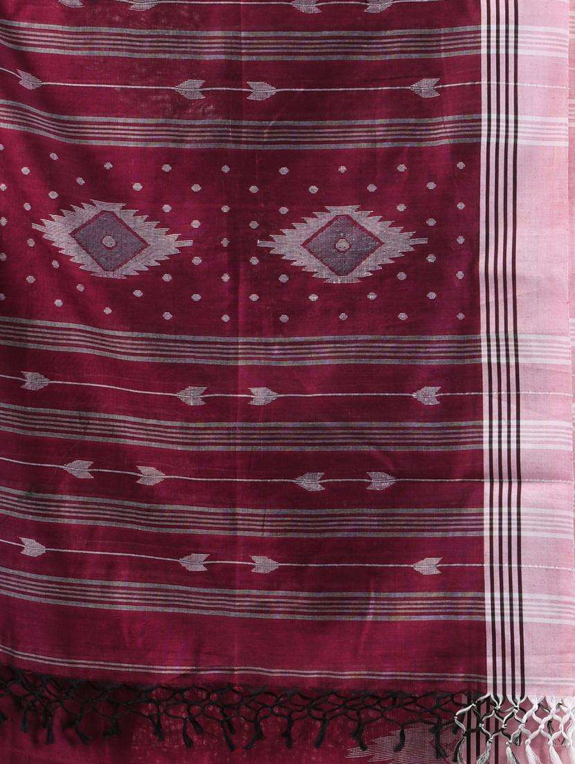 magenta cotton handloom saree with blouse - 22043028 -  Standard Image - 3