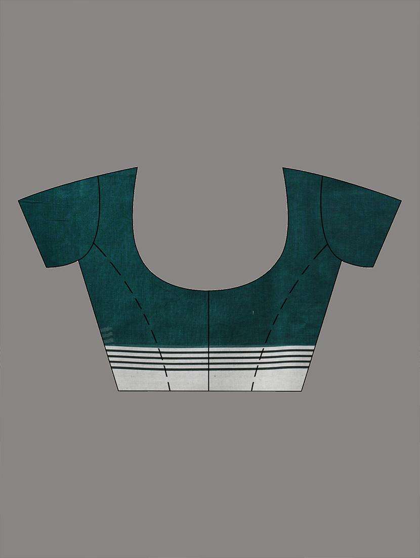 green cotton handloom saree with blouse - 22043029 -  Standard Image - 3
