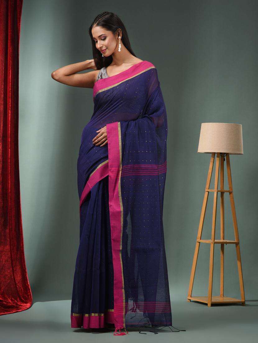 women self design handloom saree with blouse