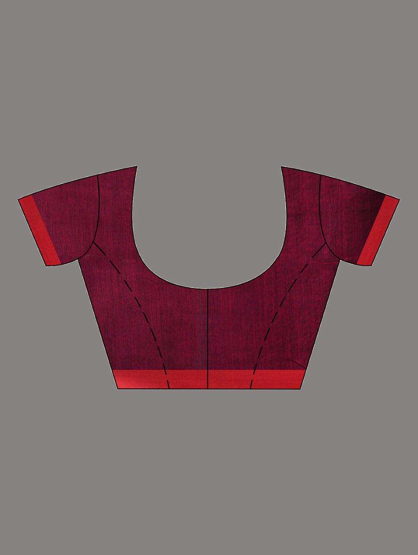 women solid with striped pallu handloom saree with blouse - 22043142 -  Standard Image - 3