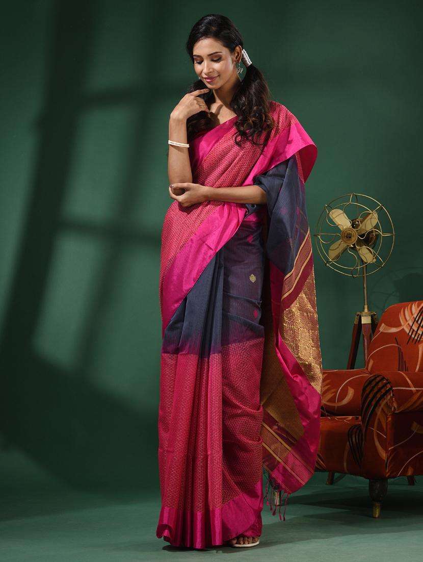 women self design handloom saree with blouse