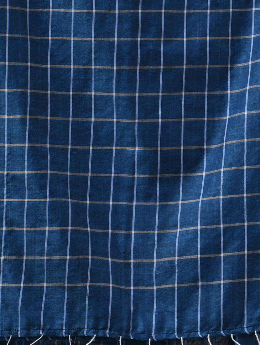 women checkered handloom saree with blouse - 22043231 -  Standard Image - 3