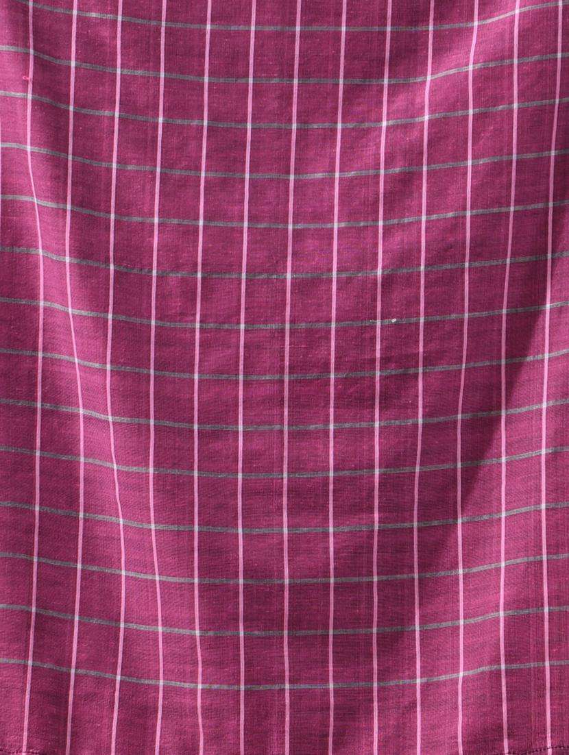 women checkered handloom saree with blouse - 22043235 -  Standard Image - 3
