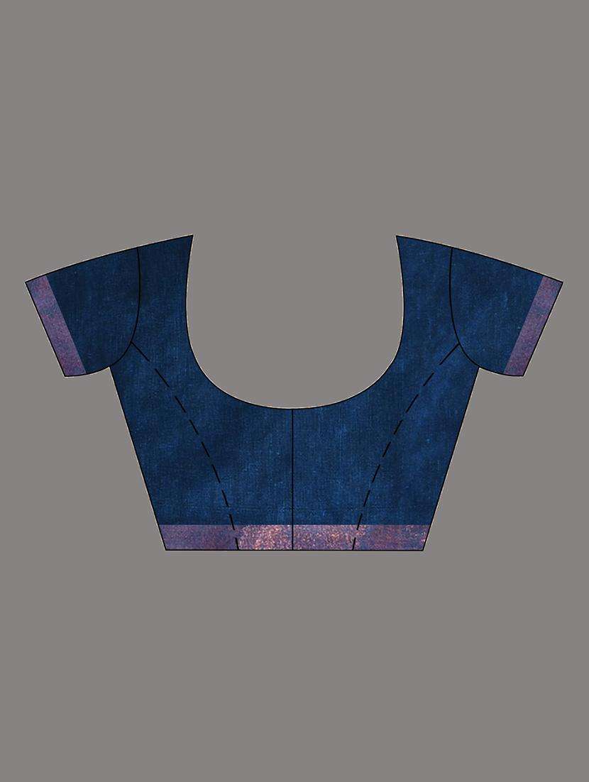 women blue handloom saree with blouse - 22043250 -  Standard Image - 3