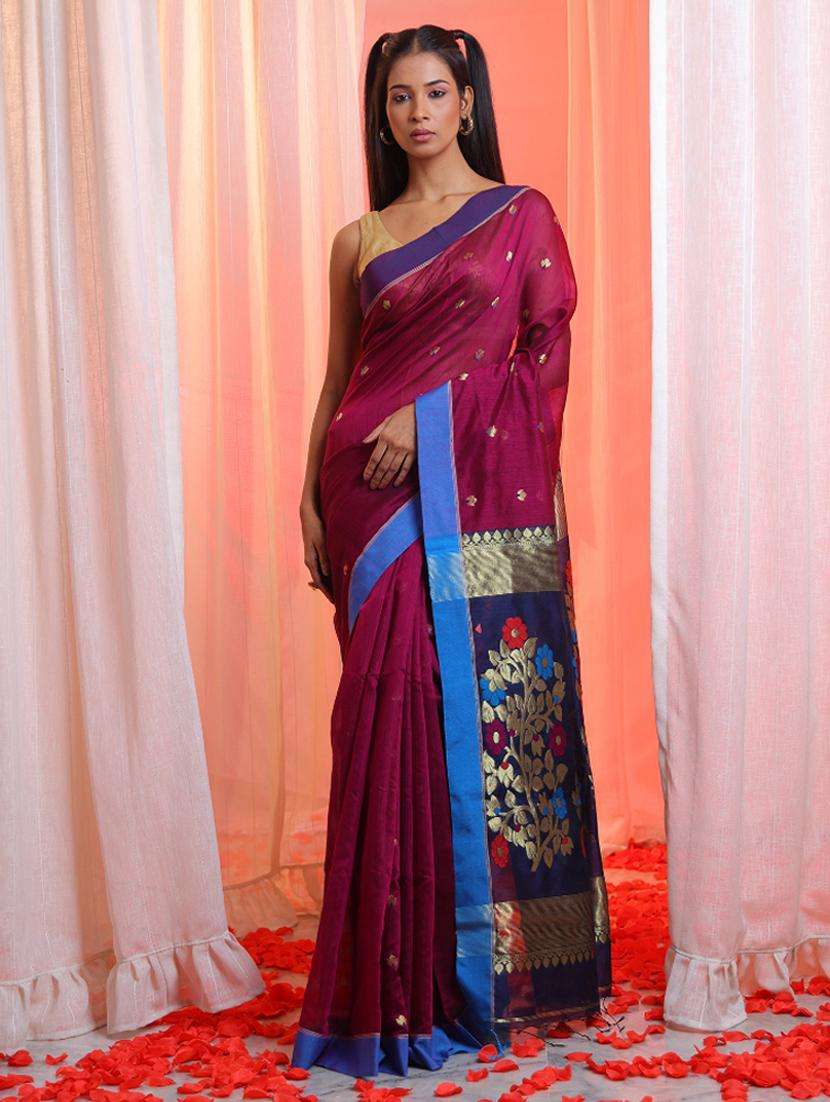 women self design southern silk saree with blouse