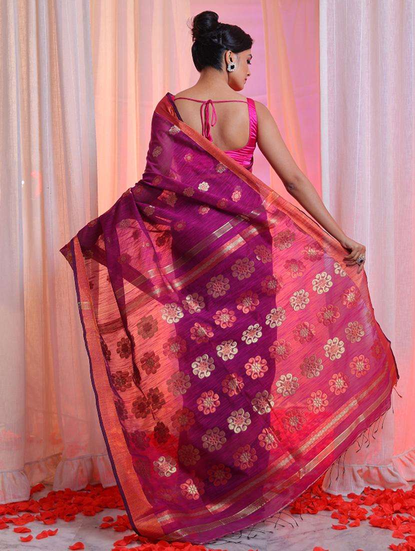 women self design handloom saree with blouse - 22043396 -  Standard Image - 3