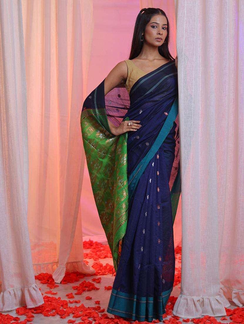 women self design handloom saree with blouse