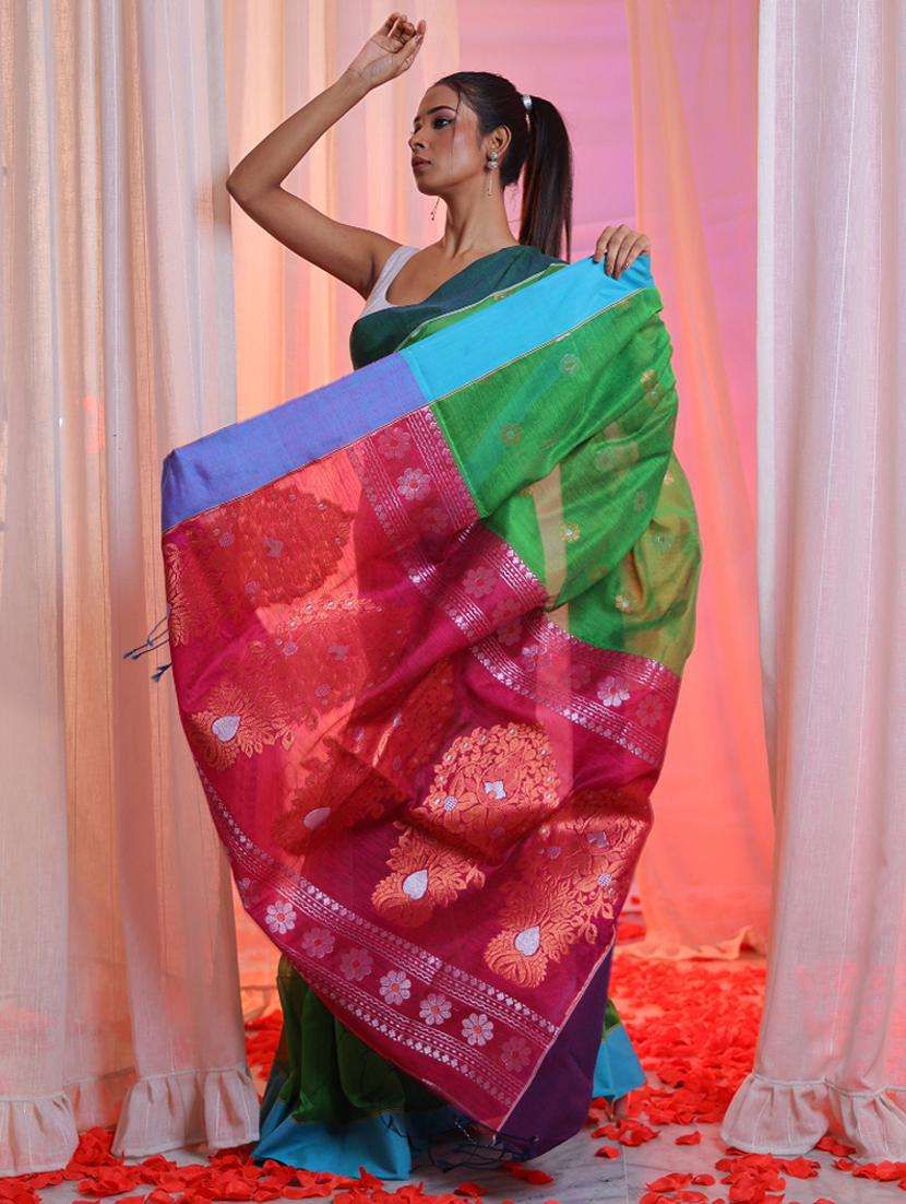 women self design tant saree with blouse - 22043408 -  Standard Image - 3