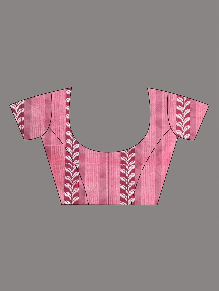 women striped handloom saree with blouse - 22043422 - Standard Image - 3