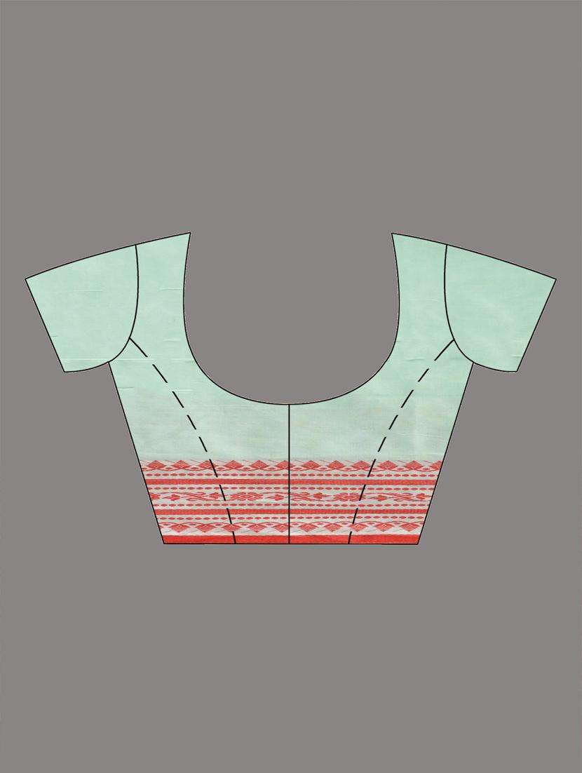 green cotton chettinad saree with blouse - 22043449 -  Standard Image - 3