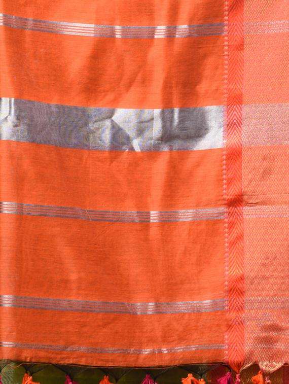 women solid with bordered saree with blouse - 22043523 -  Standard Image - 3