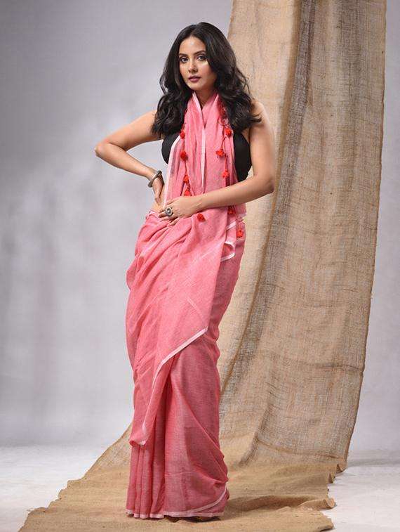 women solid handloom saree