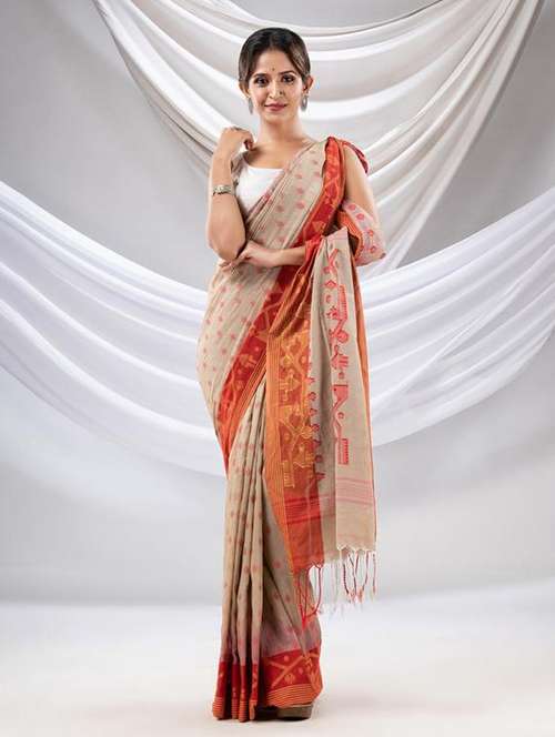 women self design handloom saree with blouse - 22043579 -  Standard Image - 0