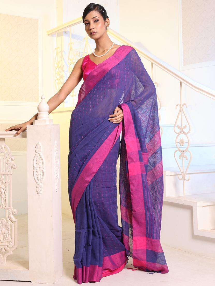 women self design handloom saree with blouse