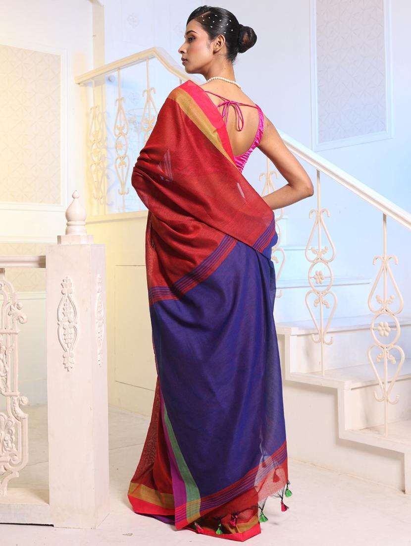 women red handloom saree with blouse - 22043632 -  Standard Image - 3