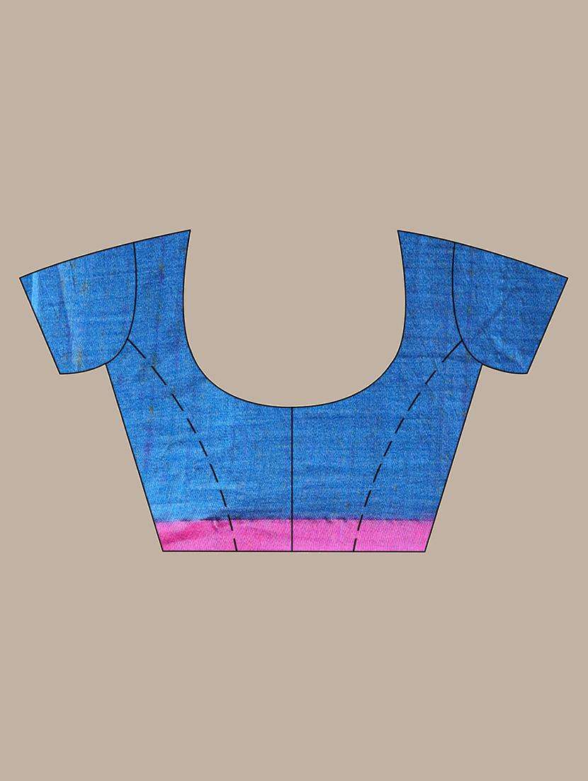 women blue handloom saree with blouse - 22043633 -  Standard Image - 3