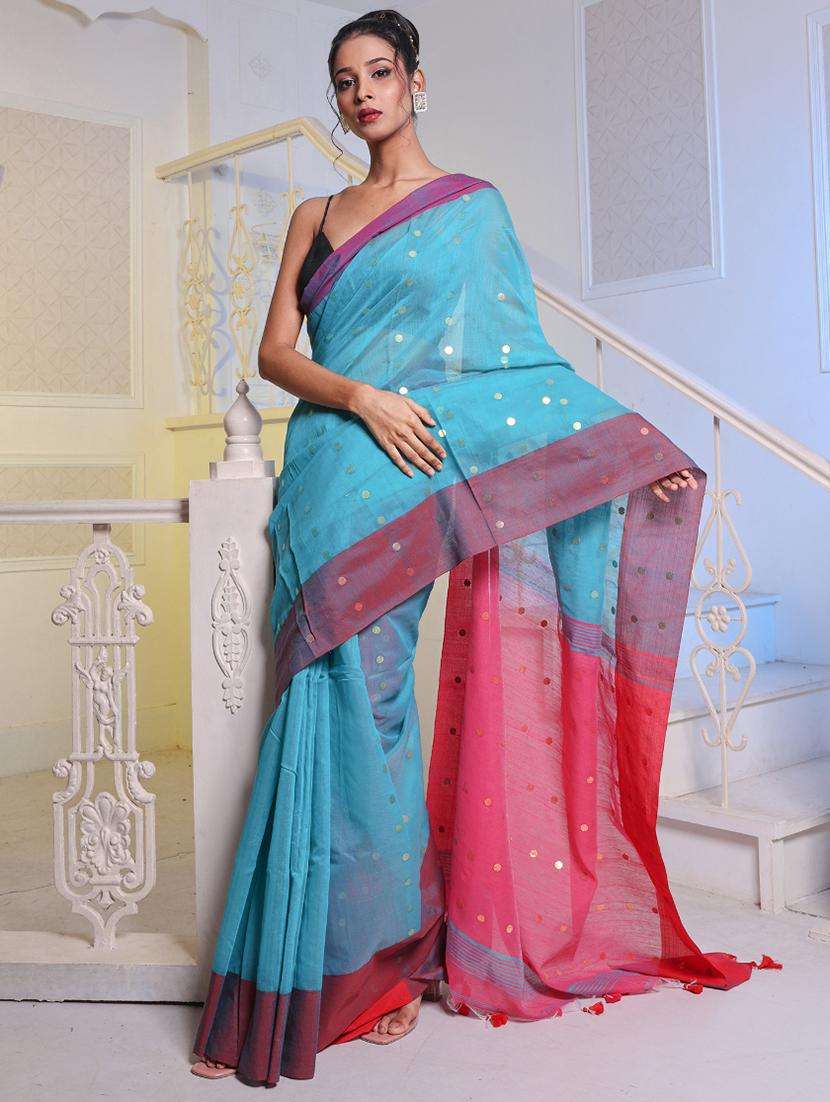 women self design handloom saree with blouse